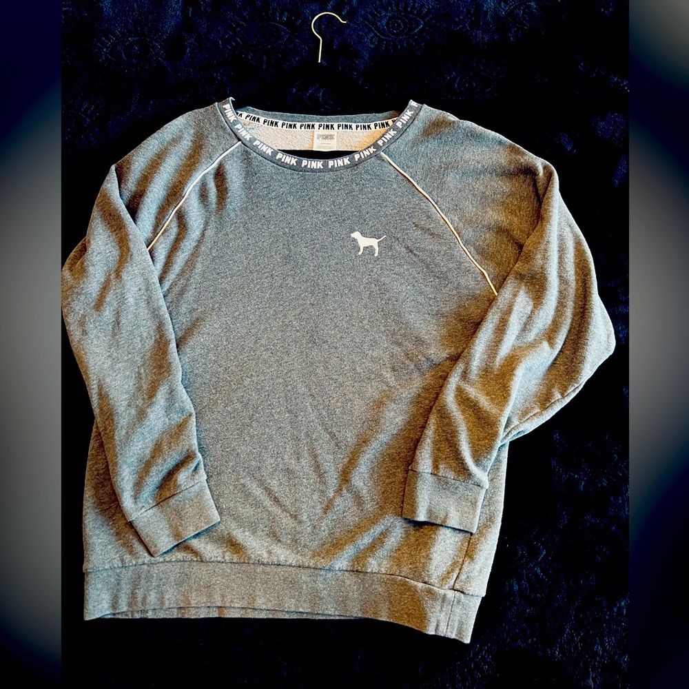Victoria's Secret PINK Grey Crew over sized Sweatshirt